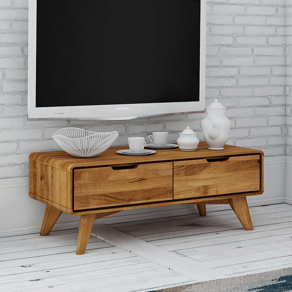 Modernes TV Sideboard Vinial aus Wildeiche Massivholz 90 cm breit