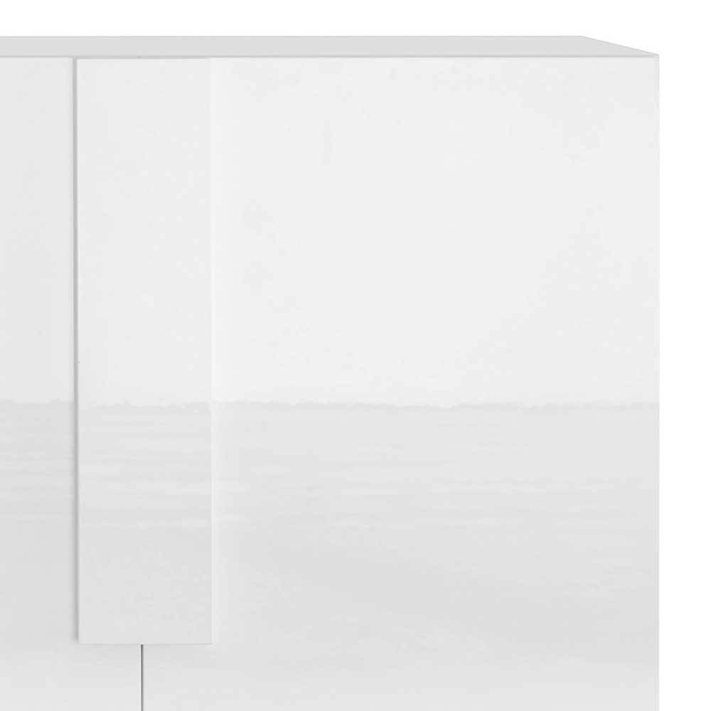 Hochglanz Sideboard Cambita in Weiß mit vier Drehtüren
