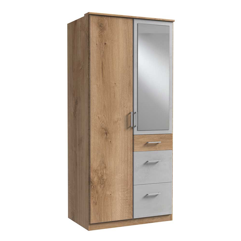 Kleiderschrank Aklemos mit drei Schubladen und Spiegeltür