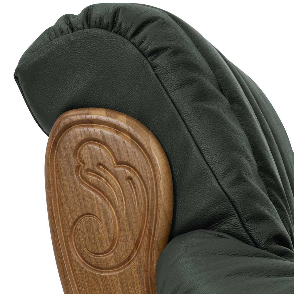 Sofa Leder dunkelgrün Hugo mit Federkern Polsterung - Eiche rustikal Gestell