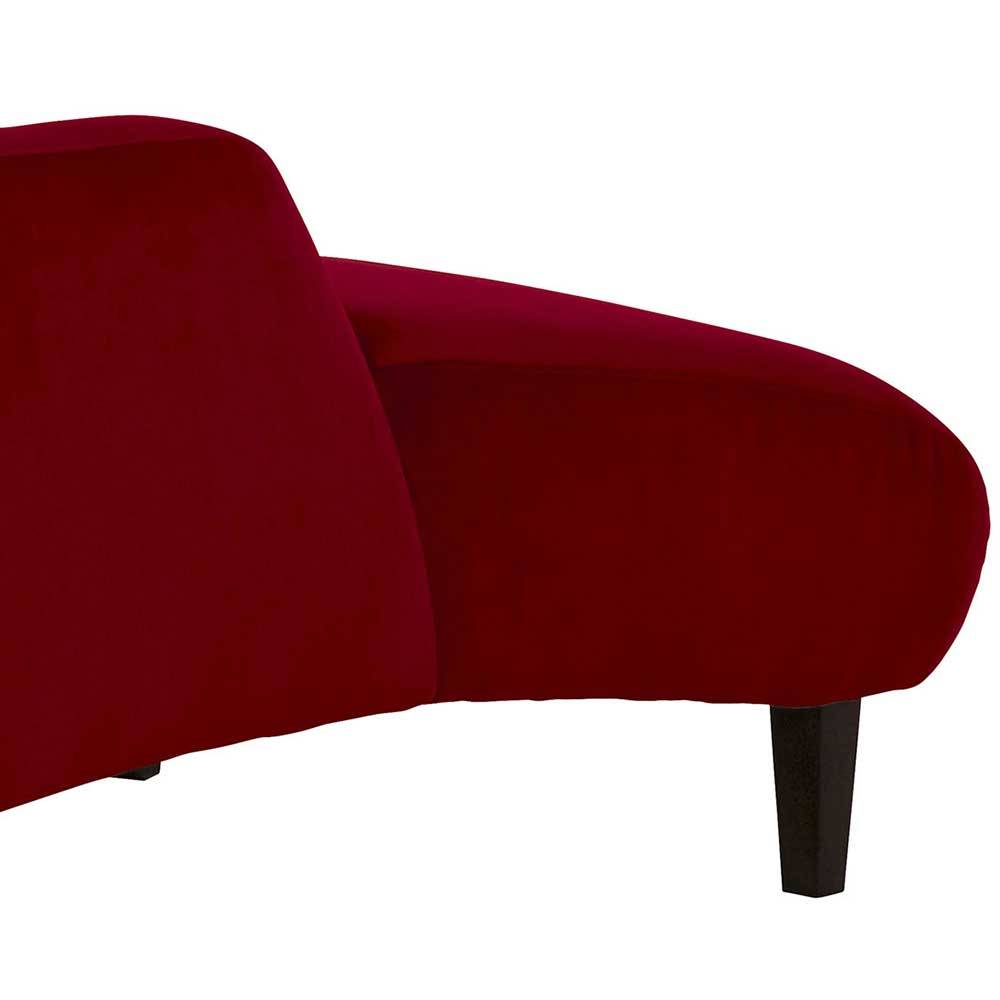 Rote Samtvelours Recamiere Queens im Vintage Look mit 42 cm Sitzhöhe