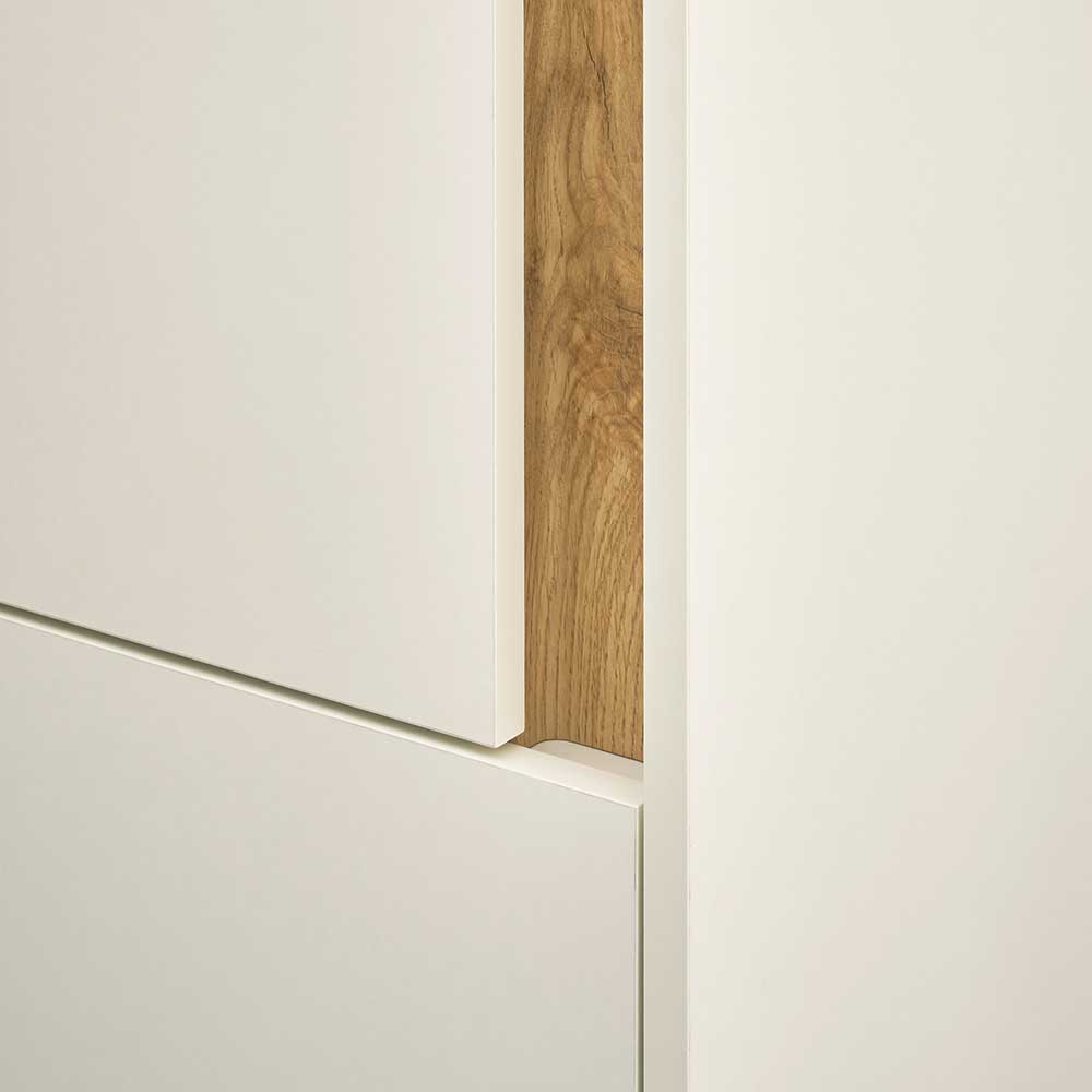 Design Wohnwand mit Schreibtisch Rascian in Weiß und Wildeichefarben (vierteilig)