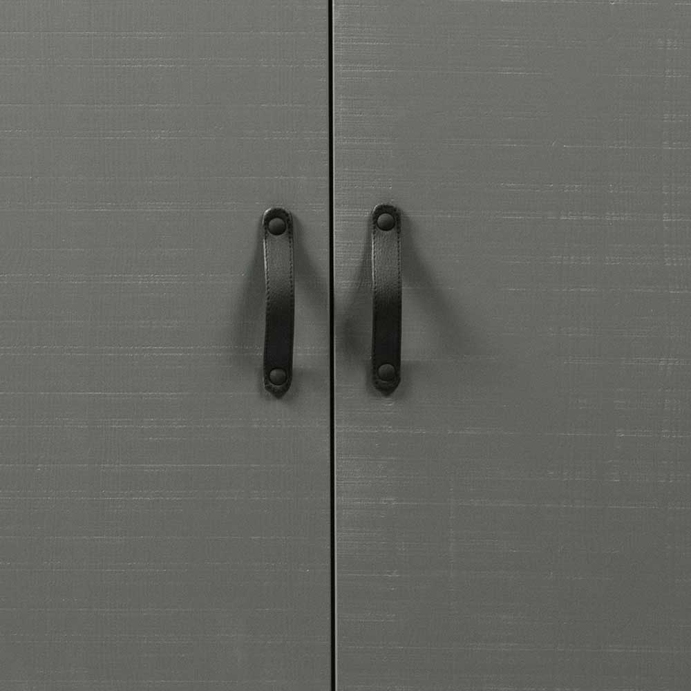 Massivholz Kleiderschrank Nolviran in Grau und Schwarz aus Kiefer
