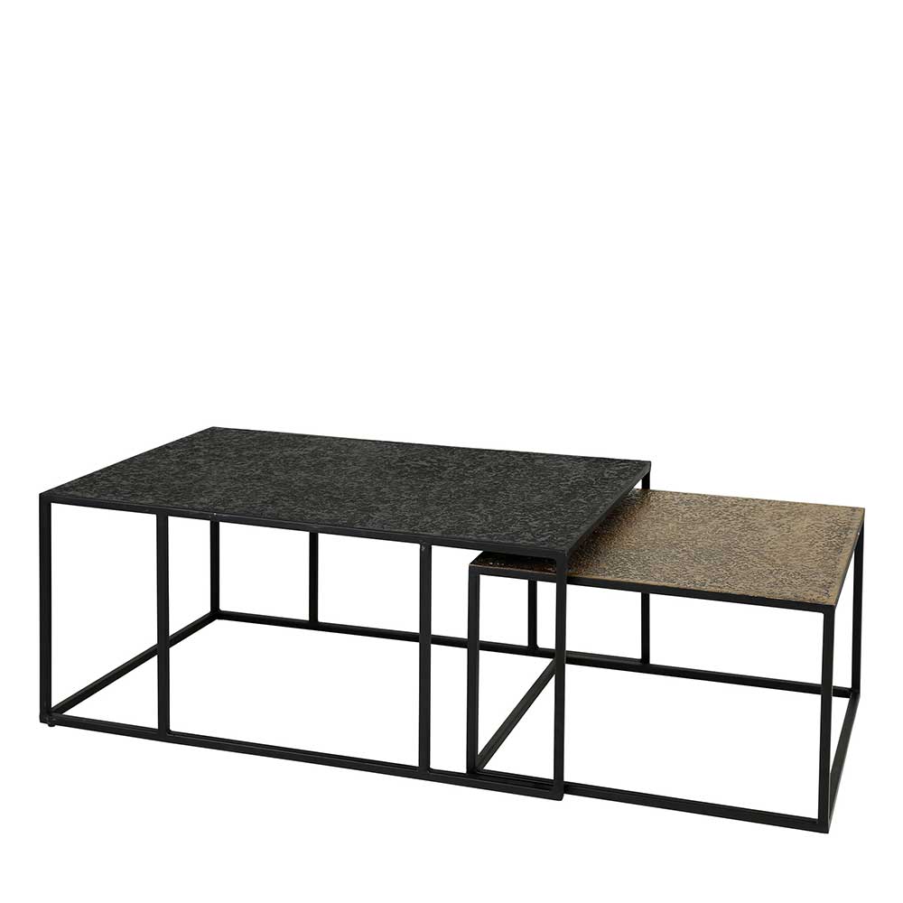 Wohnzimmer Tisch Set Pingdong aus Metall mit Bügelgestell (zweiteilig)