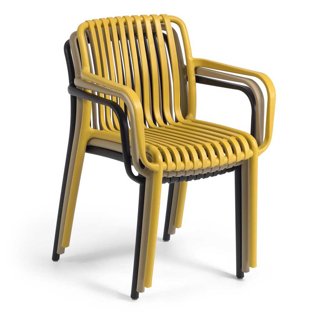 Gartenstühle Jennassa in Gelb aus Kunststoff (4er Set)