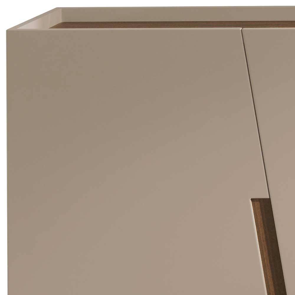 Premium Sideboard Lydija in Taupe und Teakfarben mit Metall Wangengestell