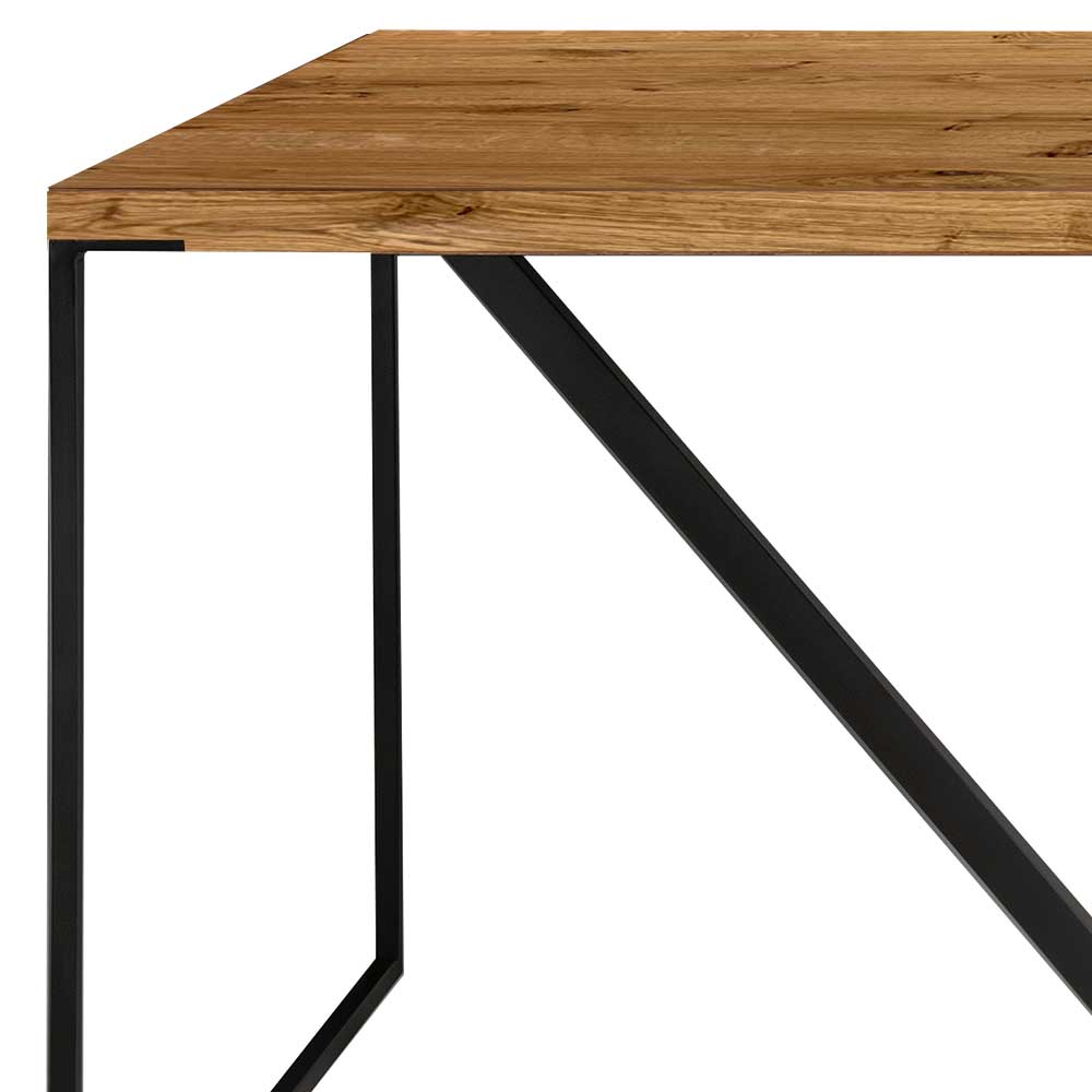Esszimmer Tisch Speed mit Eiche Altholz Furnier und Metall Bügelgestell