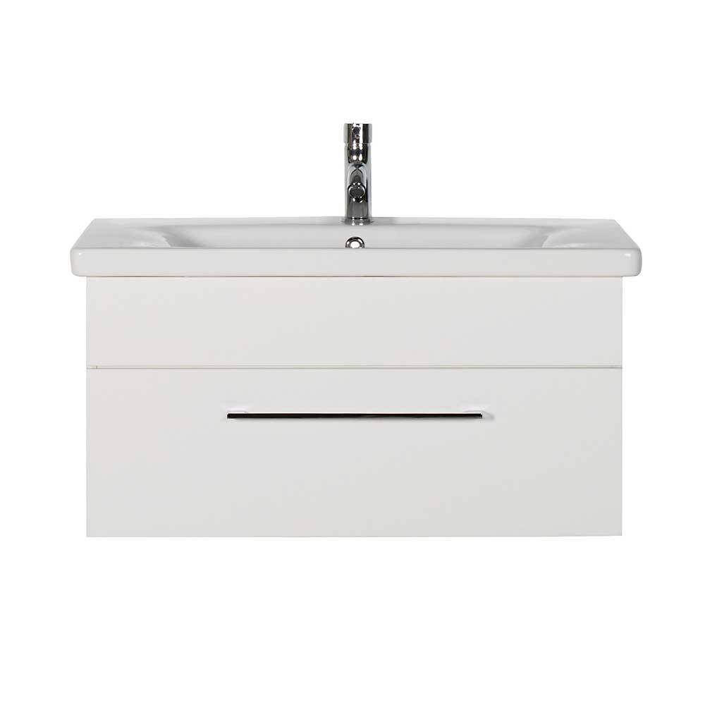 Waschtischschrank Ansga mit einem Einlasswaschbecken in Weiß