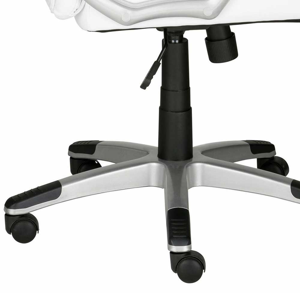 Bürosessel Genzema in Weiß Kunstleder mit verstellbarer Rückenlehne