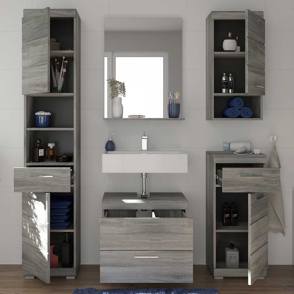 Badezimmermöbel-Set Lucianna in modernem Design 191 cm hoch (fünfteilig)
