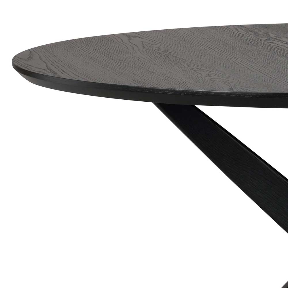 Runder Esszimmer Tisch Japaneso in Eiche schwarz mit Spider Gestell