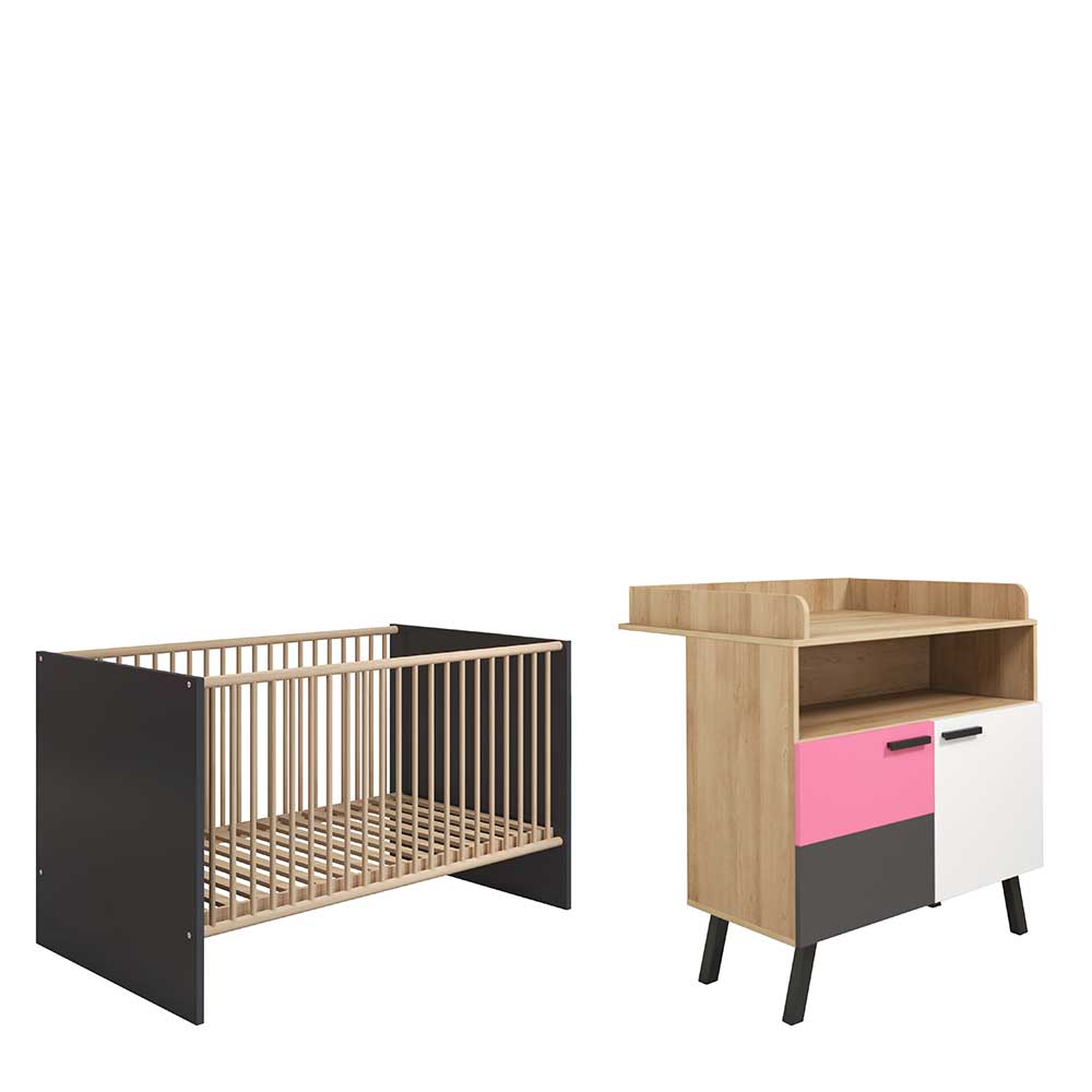 Babymöbel Set 2-teilig Dymons mehrfarbig Liegefläche 70x140 (zweiteilig)
