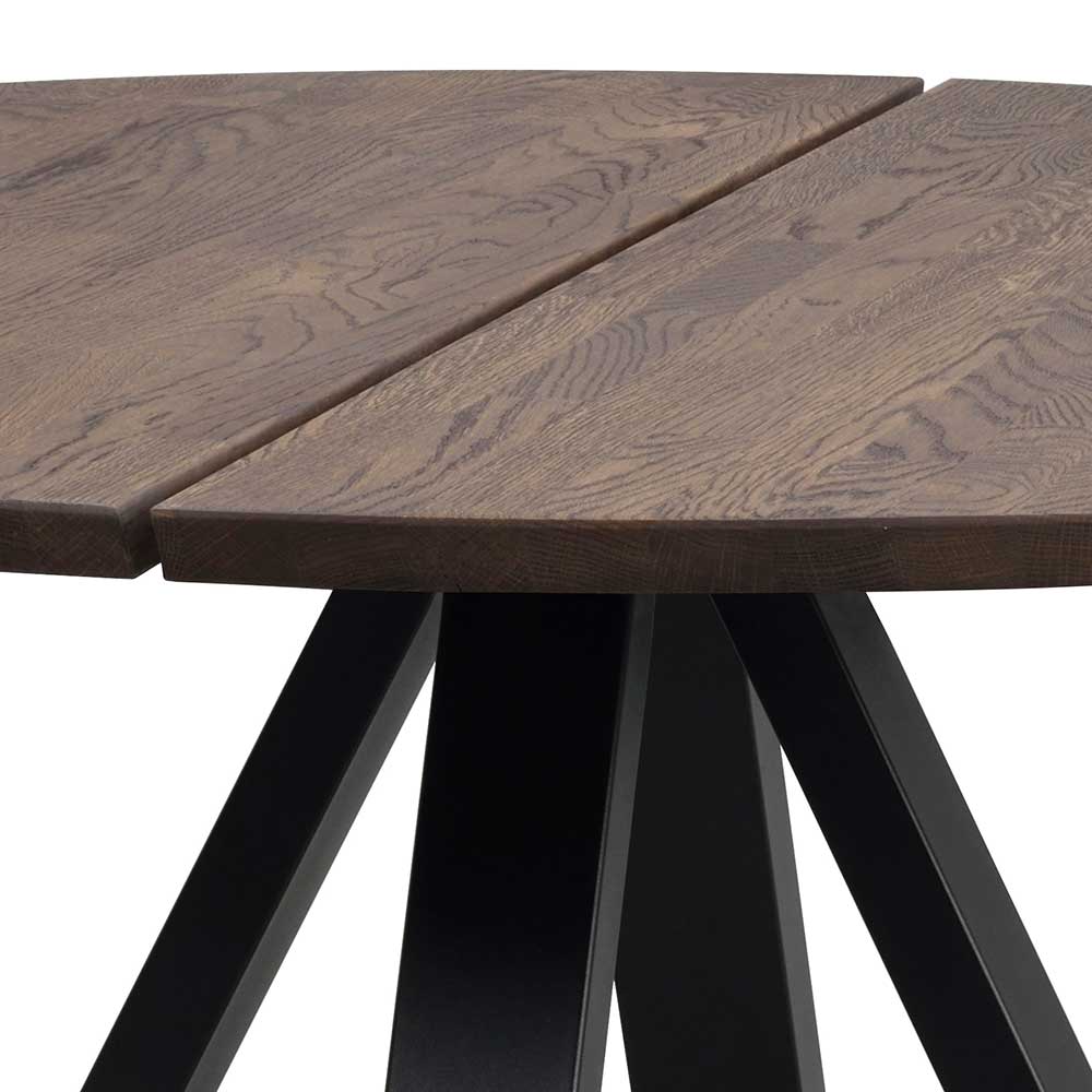 Runder Tisch Rozenna aus Eiche Massivholz braun 130 cm breit