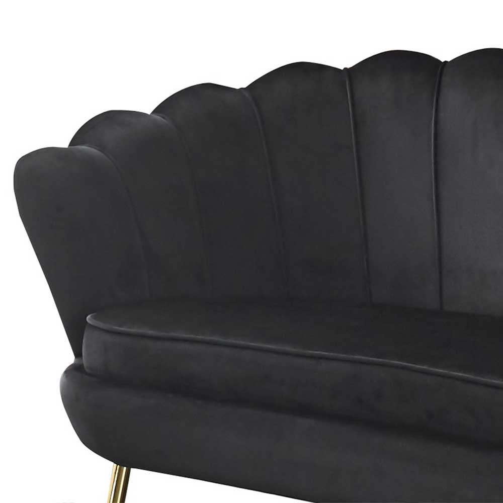 Design Couch Topper in Schwarz Samt muschelförmig