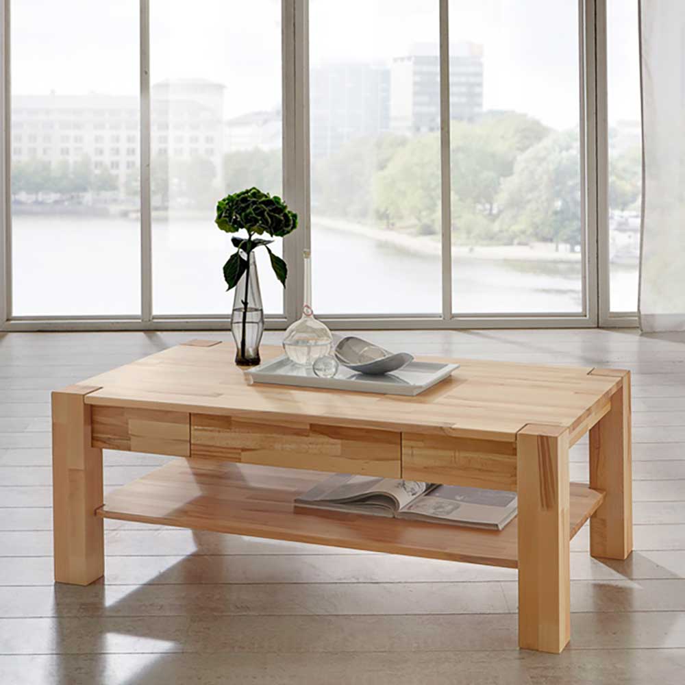 Massivholz Tisch Flawia für Wohnzimmer aus Kernbuche geölt