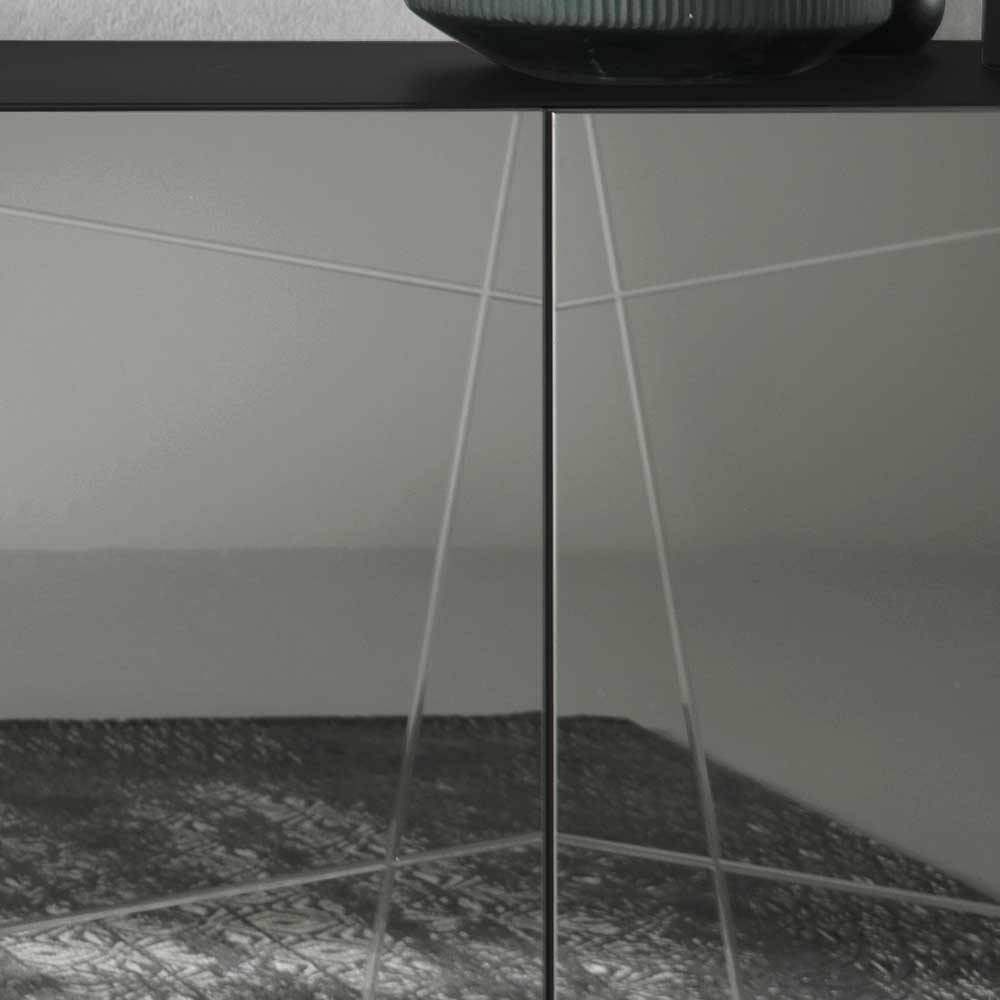 Luxuriöses Sideboard Tropinica in Grau - Anthrazit - Schwarz mit Spiegelglasfront