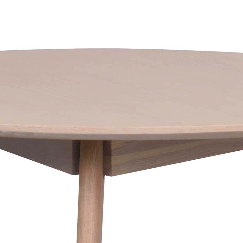 Skandi Design Tisch Wake mit Eiche White Wash furniert rund