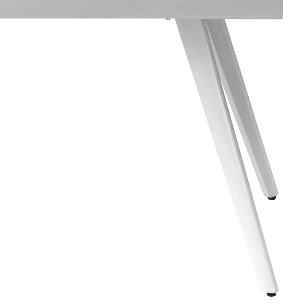 Esszimmer Tisch Lundreo in Weiß Hellgrau Marmor Optik mit Steinplatte
