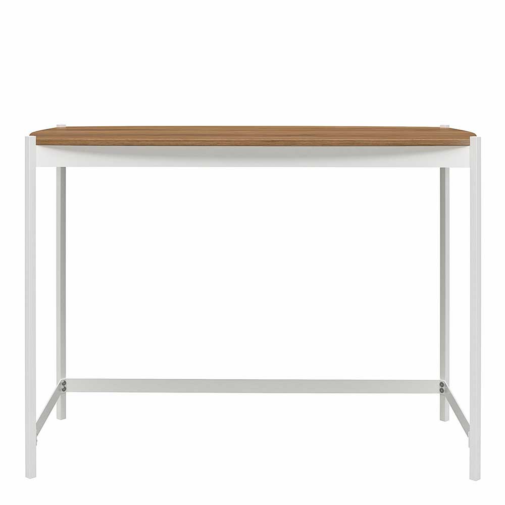 Schreibtisch Abekasa in Walnussfarben und Weiß 107 cm breit