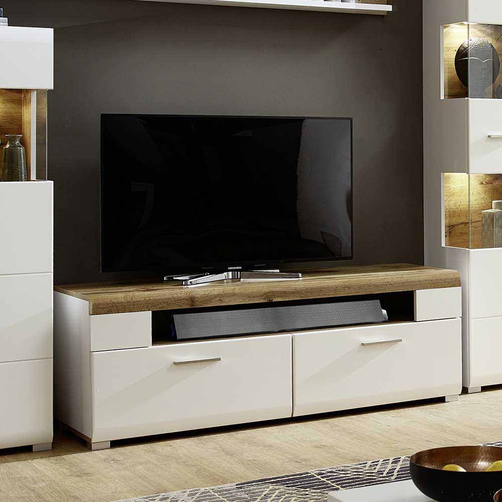 Fernsehmöbel Drucana in Weiß Eiche 140 cm breit