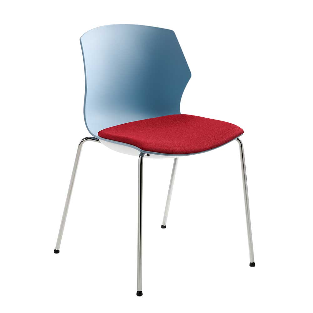 Kunststoff Stuhl Mambia in Blaugrau und Rot modern