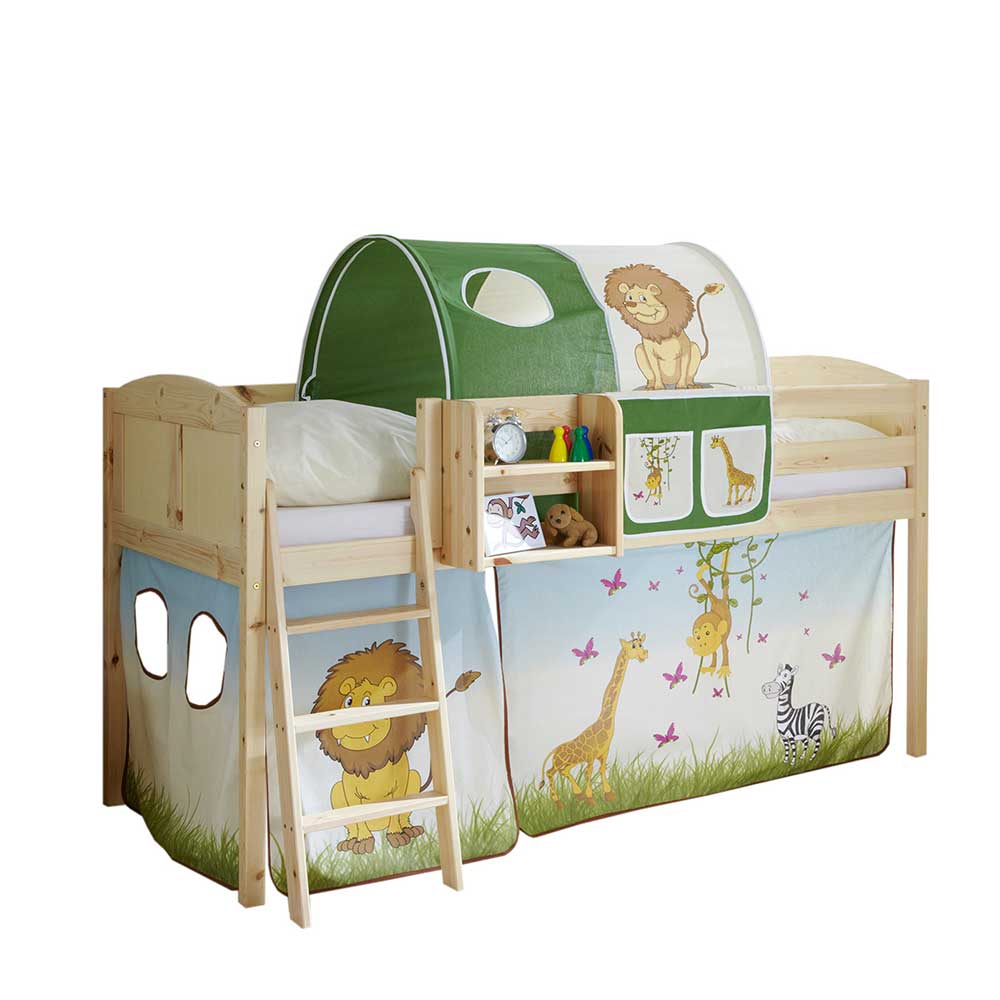 Kinderzimmer Bett Veneziano im Zootier Design aus Kiefer Massivholz