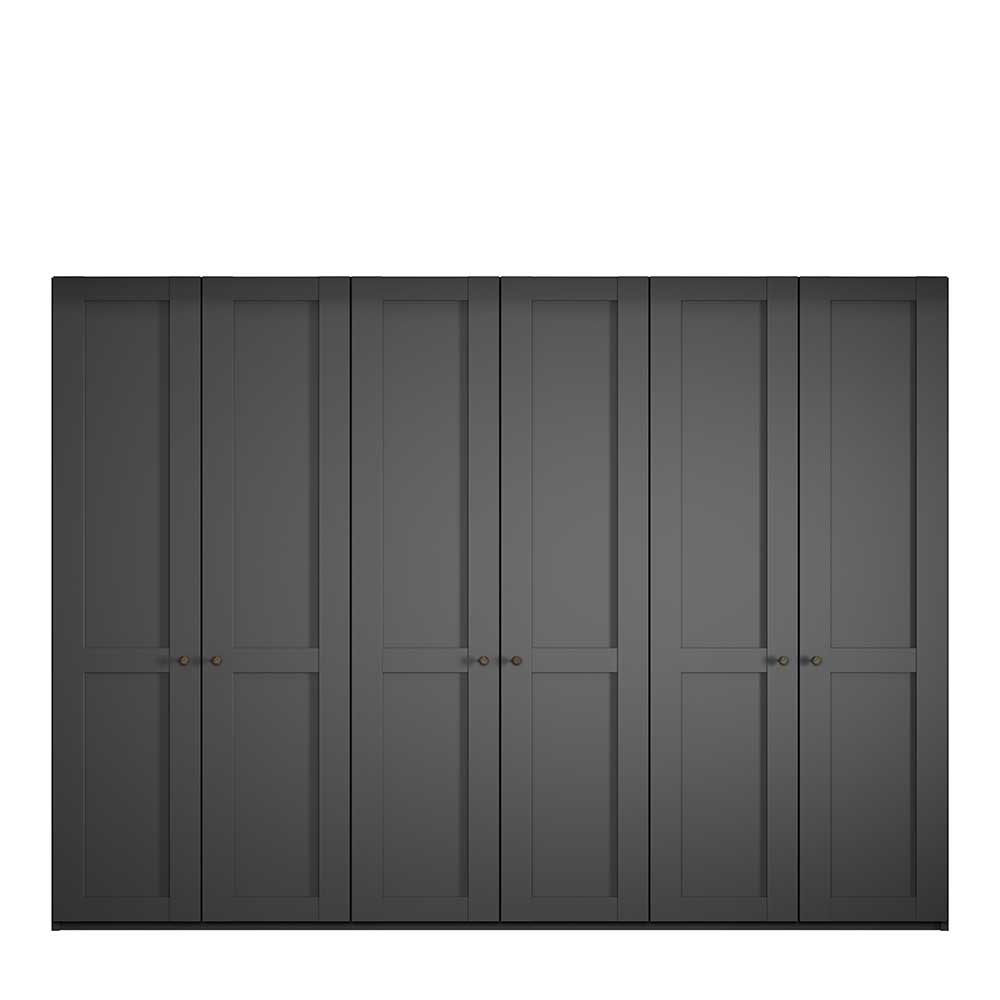 XL Kleiderschrank Hierro in Dunkelgrau - sechs Türen