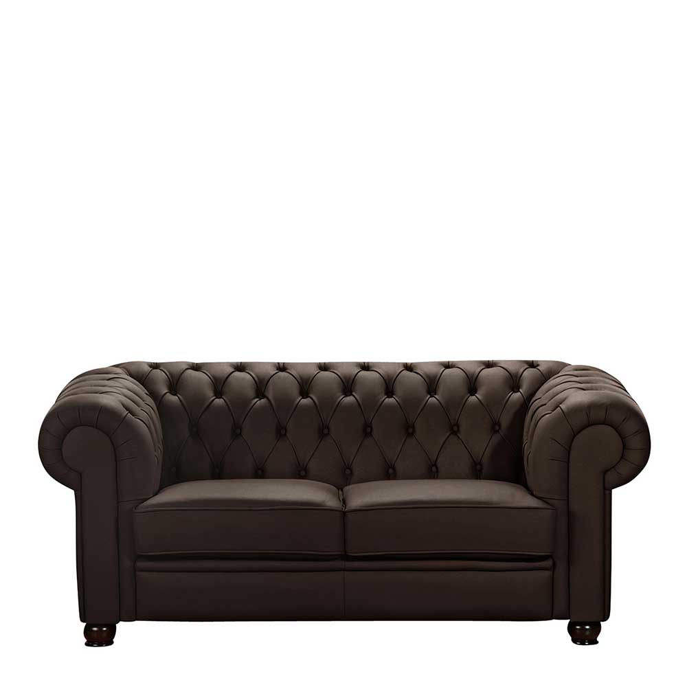 Chesterfield Look Zweisitzer Sofa Zeo in Braun aus Kunstleder