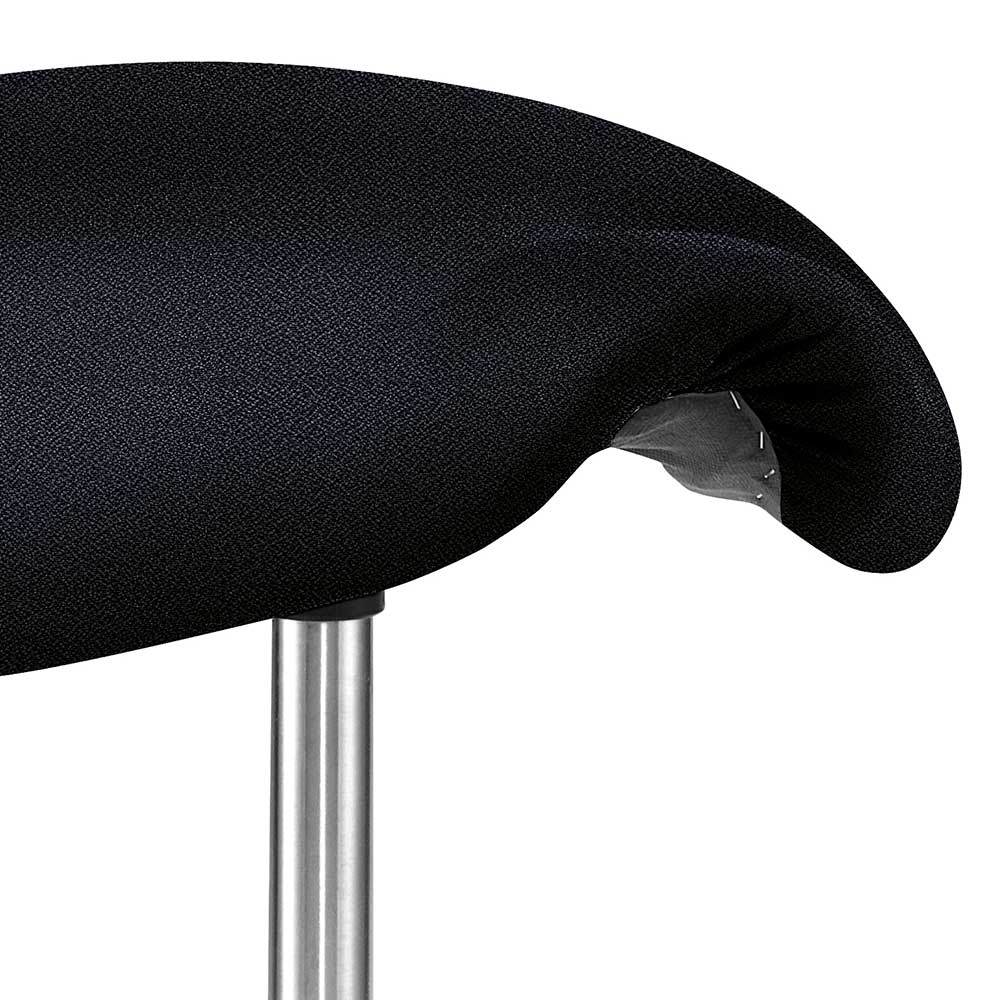 Höhenverstellbarer Sitzhocker Saragoza in Schwarz Webstoff auf Rollen