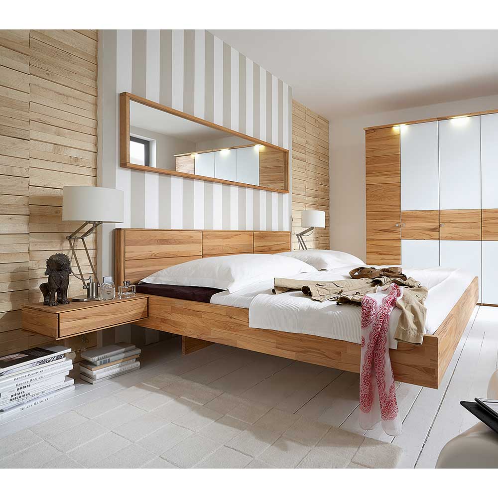 Massivholz Bett modern Tonboa in Kernbuchefarben geölt