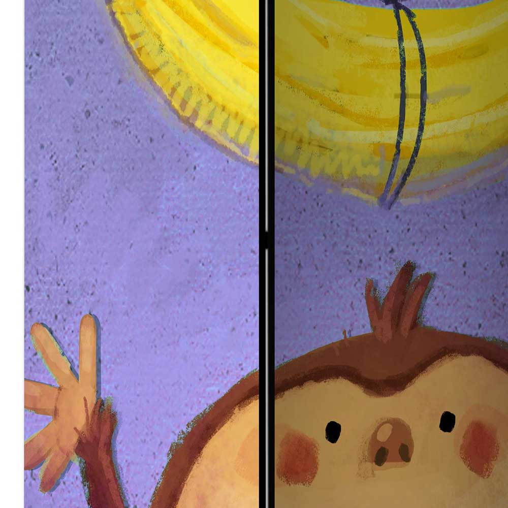 Kinderzimmer Raumteiler Netty in Bunt mit Affen Motiv