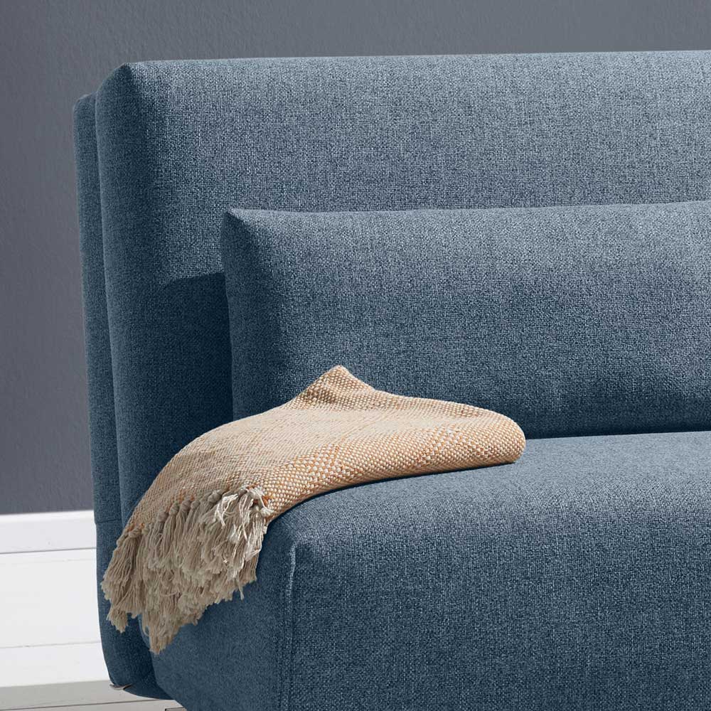 Couch Hemenias in Blau Webstoff mit Schlaffunktion