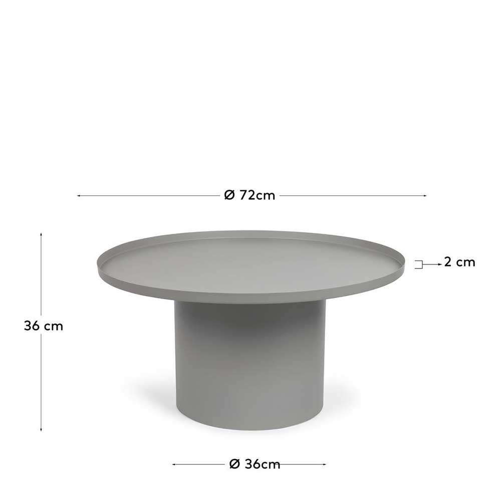 Runder Wohnzimmer Tisch Blue aus Metall - grau pulverbeschichtet