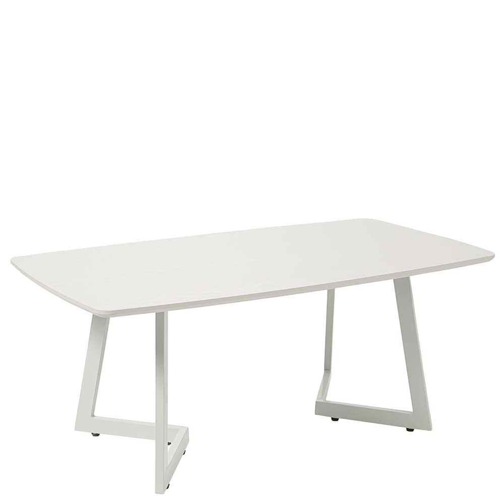 Wohnzimmer Tisch Lovanna in Weiß mit Metall Bügelgestell