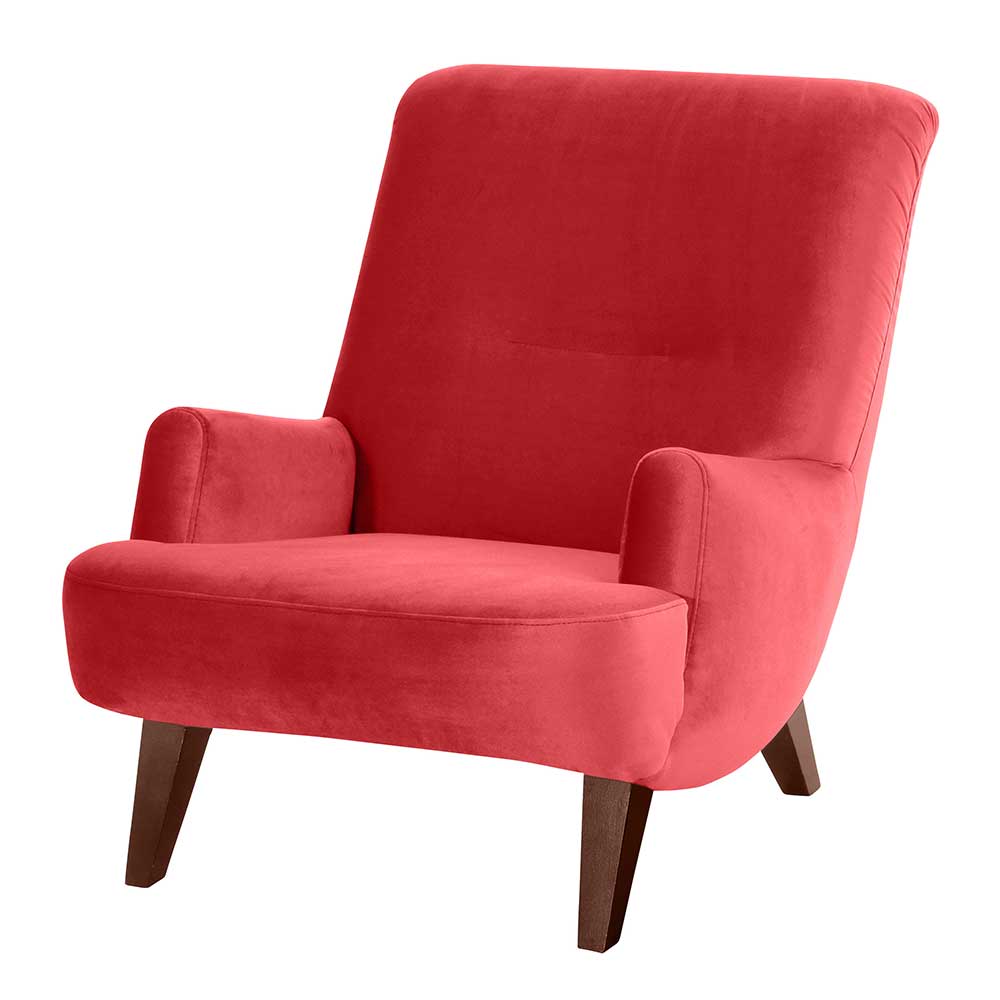 Entspannungssessel rot Venusto aus Samtvelours 37 cm Sitzhöhe