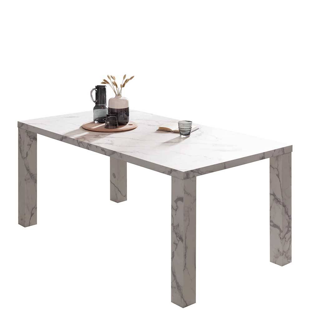 Marmor Optik Tisch Wooden in Weiß und Hellgrau 180x90 cm