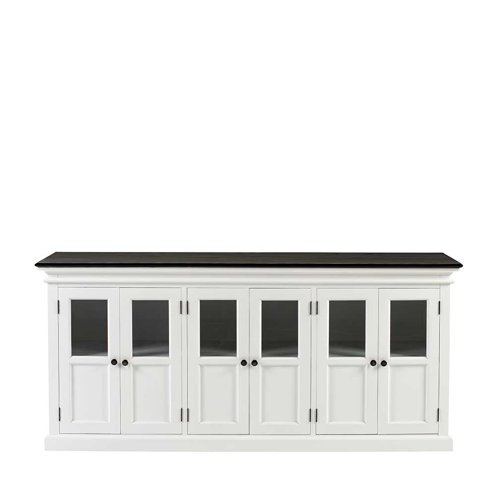XL Sideboard mit Glastüren Italcia in Weiß und Schwarz 200 cm breit