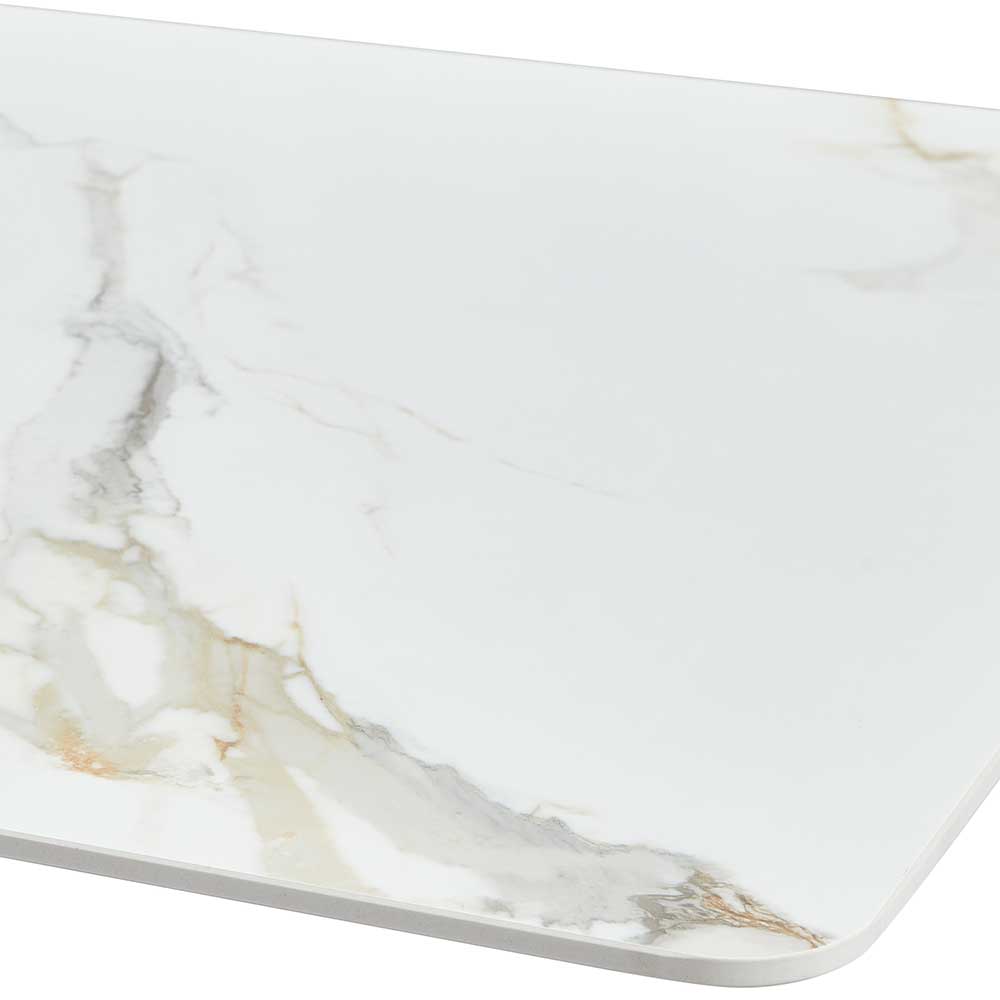 Marmor Optik Küchentisch Greeceline mit Sinterstein Platte und Mikado Fußgestell