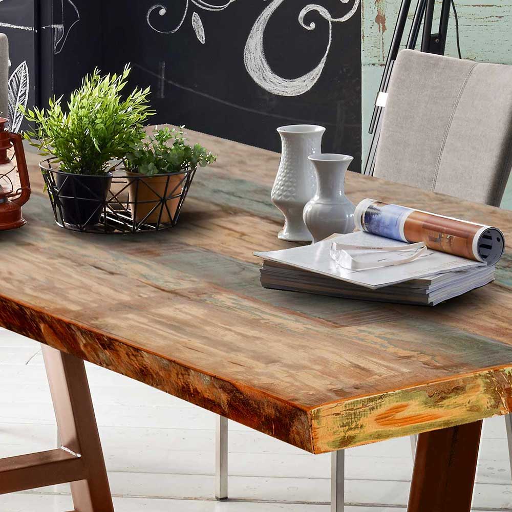 Shabby Esszimmer Tisch Pitty aus Recyclingholz und Stahl