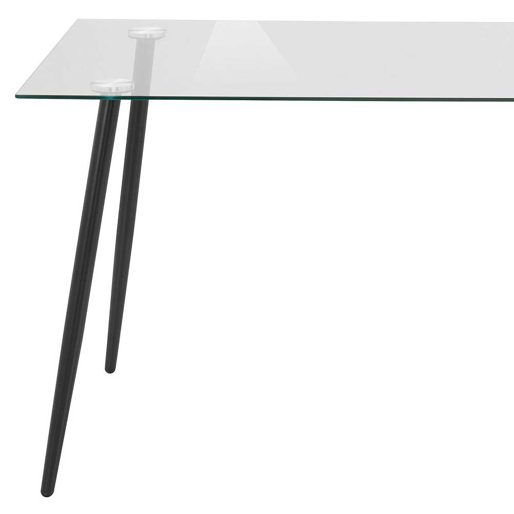 Klarglas Esszimmer Tisch Diadonna in Schwarz 140 cm breit