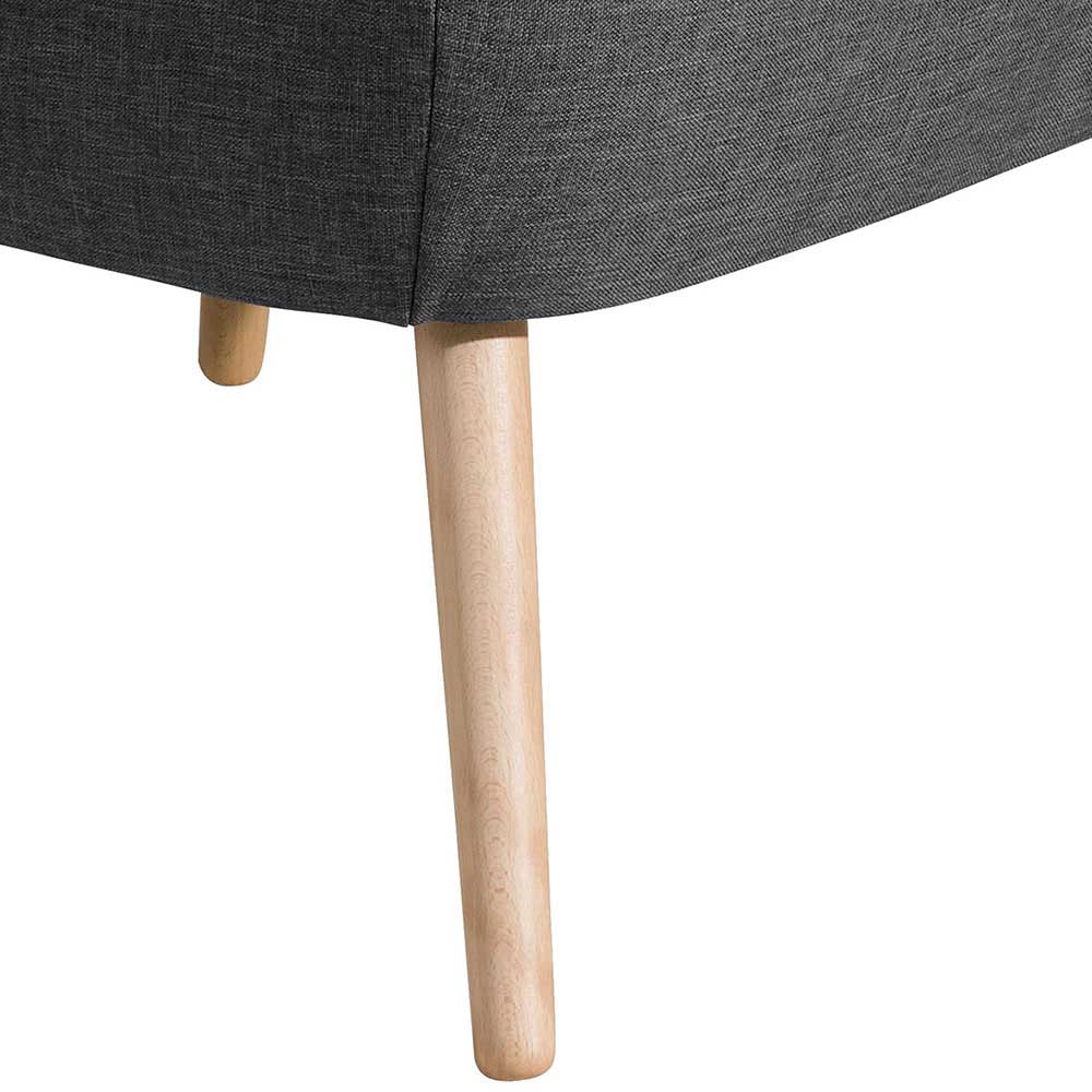 Lounge Sessel Loppa in Dunkelgrau mit Vierfußgestell aus Holz