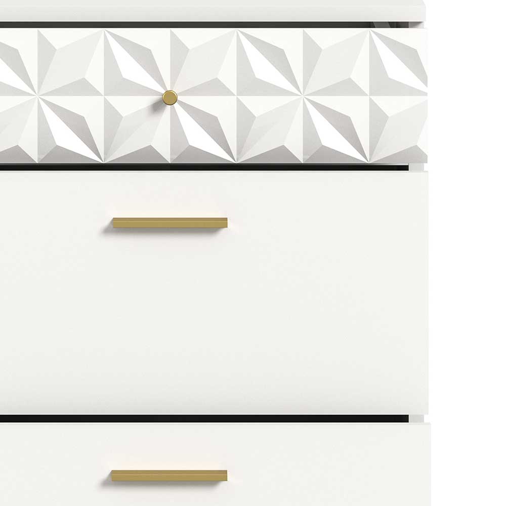 Weiße Dielenkommode Meteora in modernem Design mit vier Schubladen