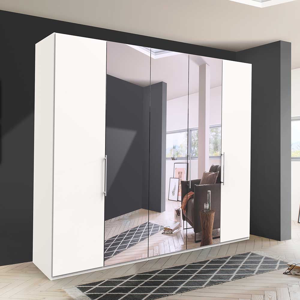 Großer Schlafzimmerschrank Emiliano in Weiß mit Spiegeltür
