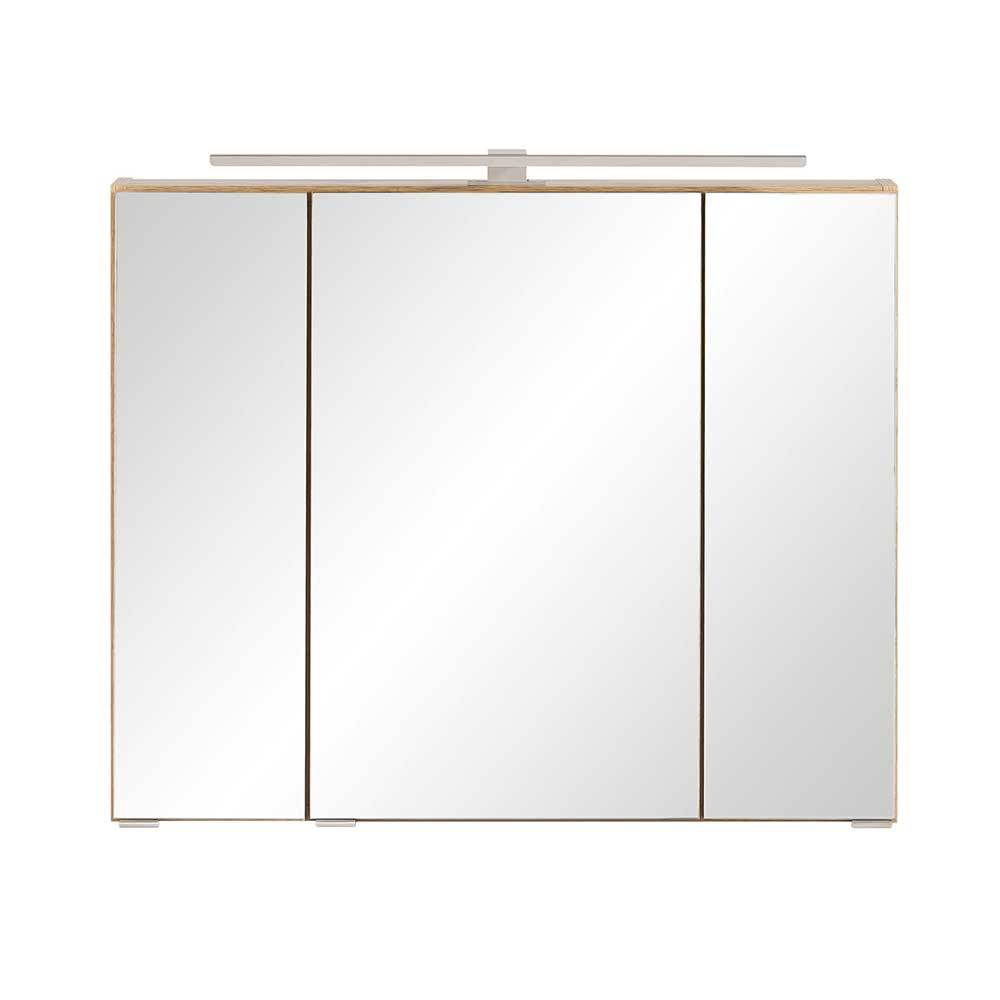 Waschtisch und Spiegelschrank Lactona in Weiß 80 cm breit (zweiteilig)