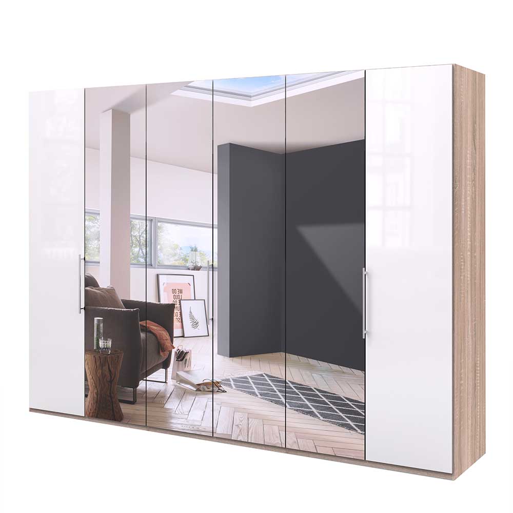 XXL Schlafzimmerschrank Andryas mit Spiegel und Falttüren modern