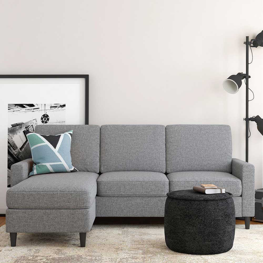 L Sofa modern grau Jakimo 207 cm breit und 151 cm tief