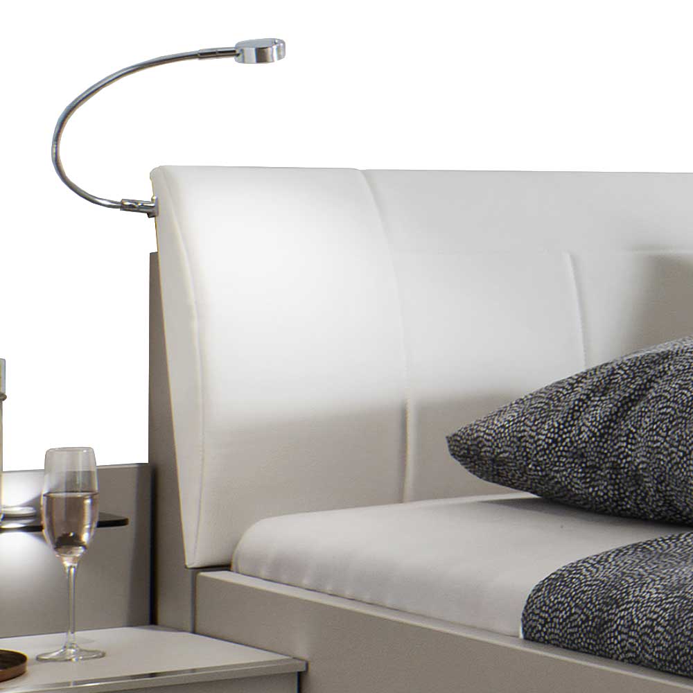 Modernes Schlafzimmer Set Zymian in Hellgrau Weiß mit LED Beleuchtung (vierteilig)