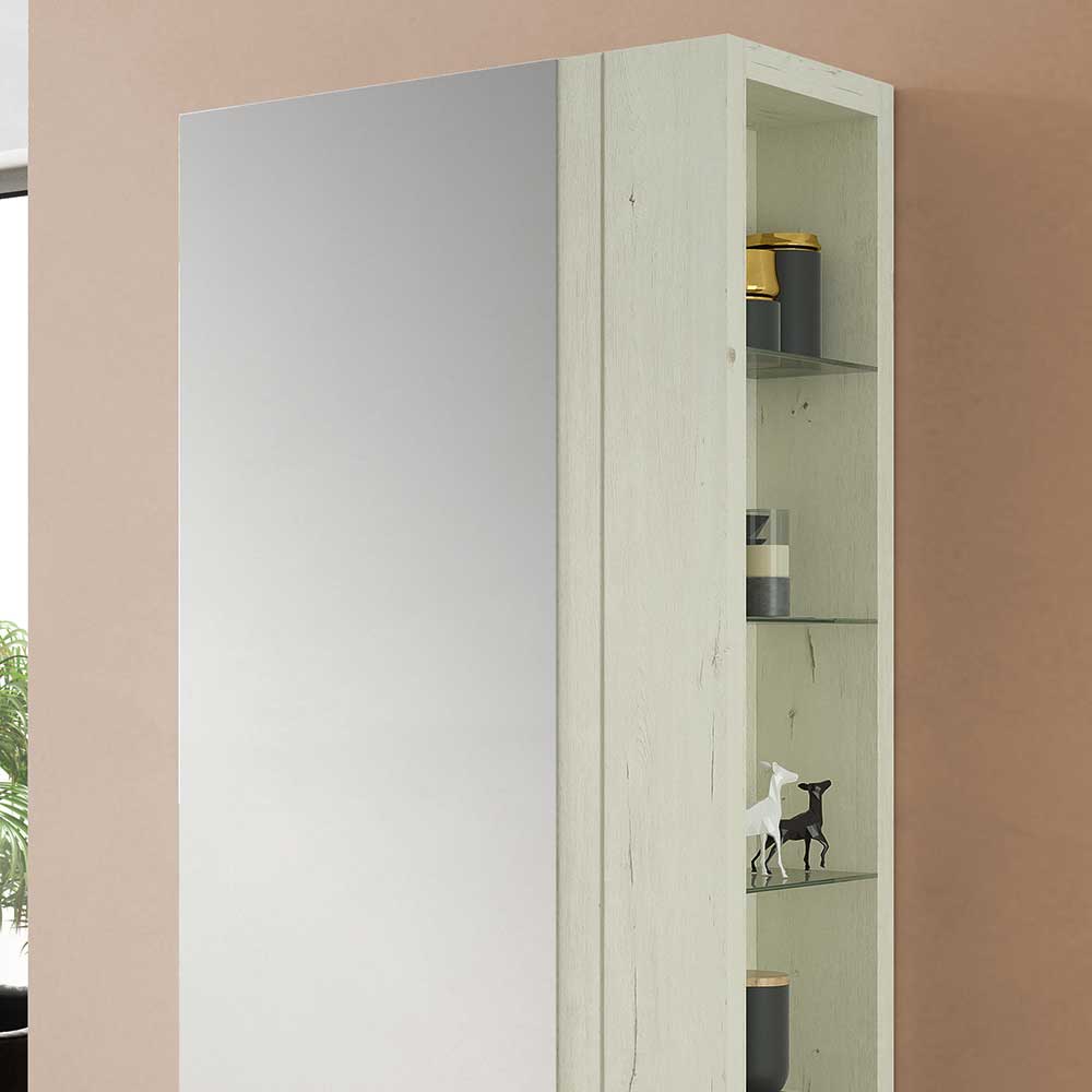 Spiegel Schuhschrank Zella in Creme Weiß 180 cm hoch