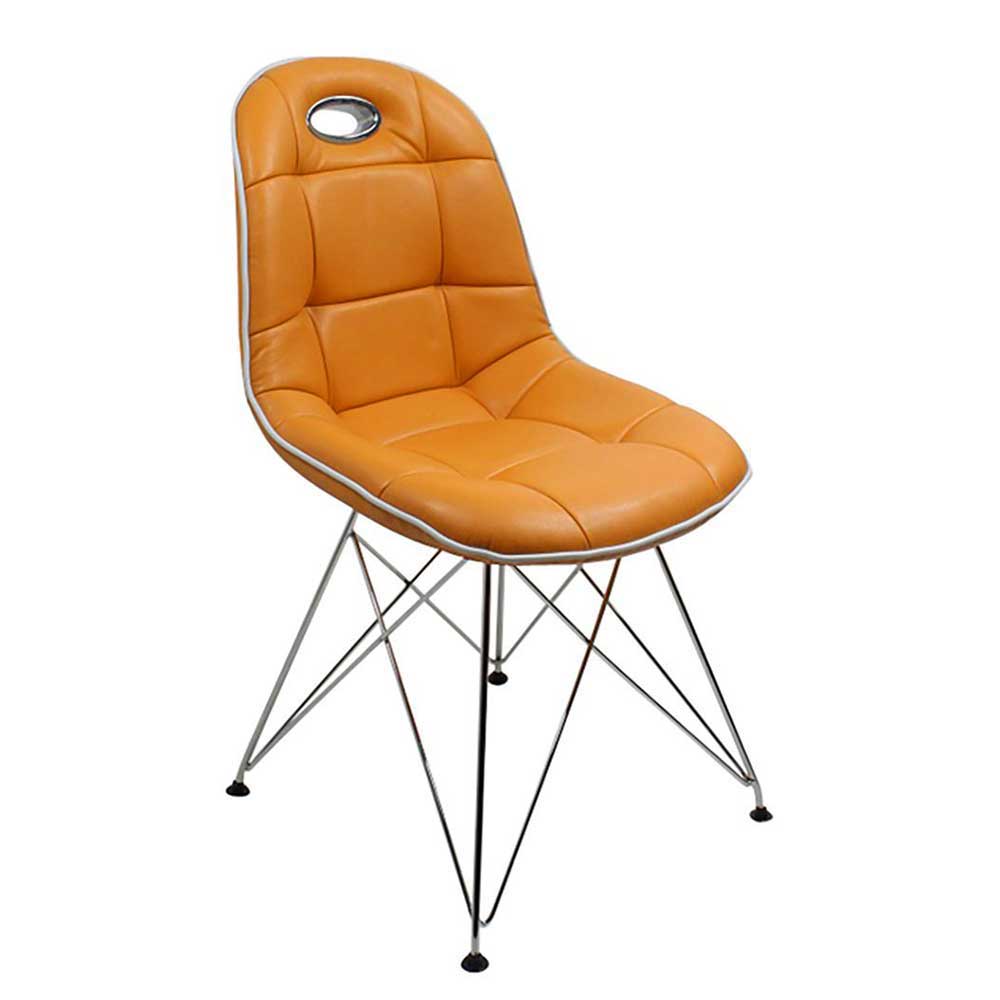 Esstisch mit Stühlen Vigessa in Orange modernes Design (fünfteilig)