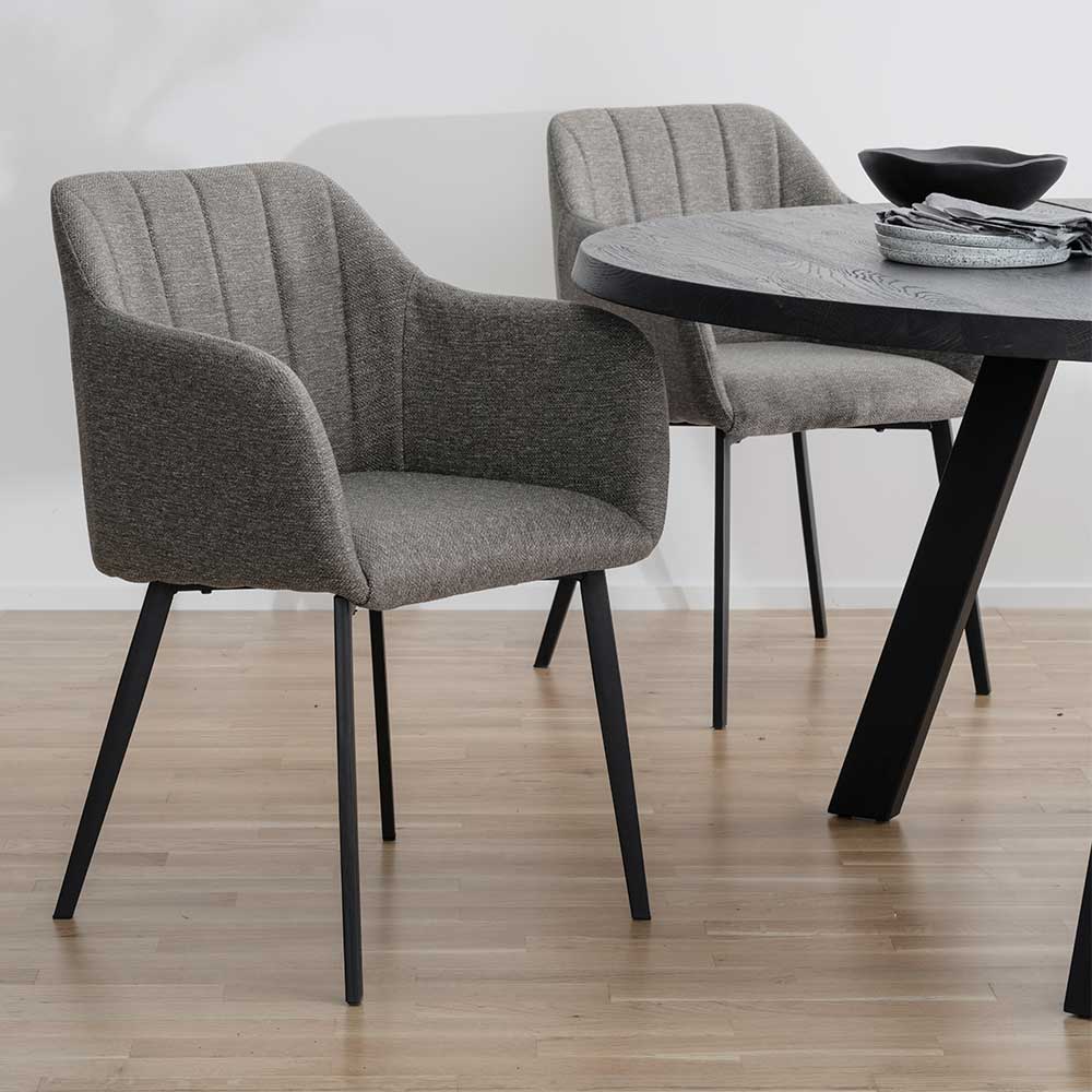Esszimmer Set Kandu Tisch Eiche dunkel & Schwarz mit 4 Stühlen (fünfteilig)